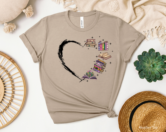 Book Heart Tee | Reading Lover Shirt, Bookworm, Reader Gift, Unisex Tee
